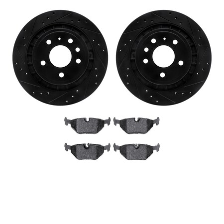 Dynamic Friction Co 8502-65015, Rotors-Drilled and Slotted-Black with 5000 Advanced Brake Pads, Zinc Coated 8502-65015